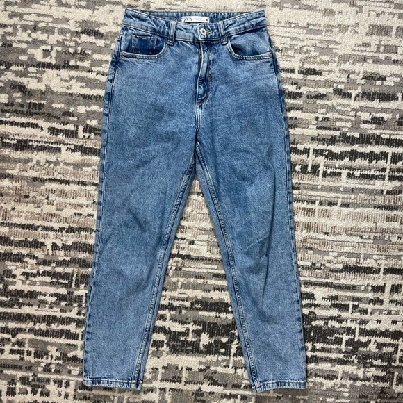 Zara Highrise Slim Fit Blue Ankle Length Cotton Jeans Size 4 - Picture 7 of 10